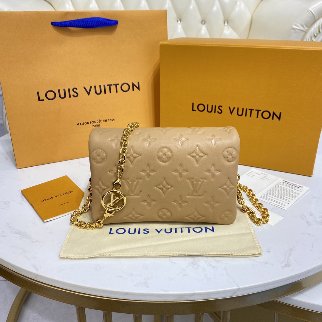 Louis Vuitton POCHETTE COUSSIN Handbag Monogram Embossed M80999 Gold